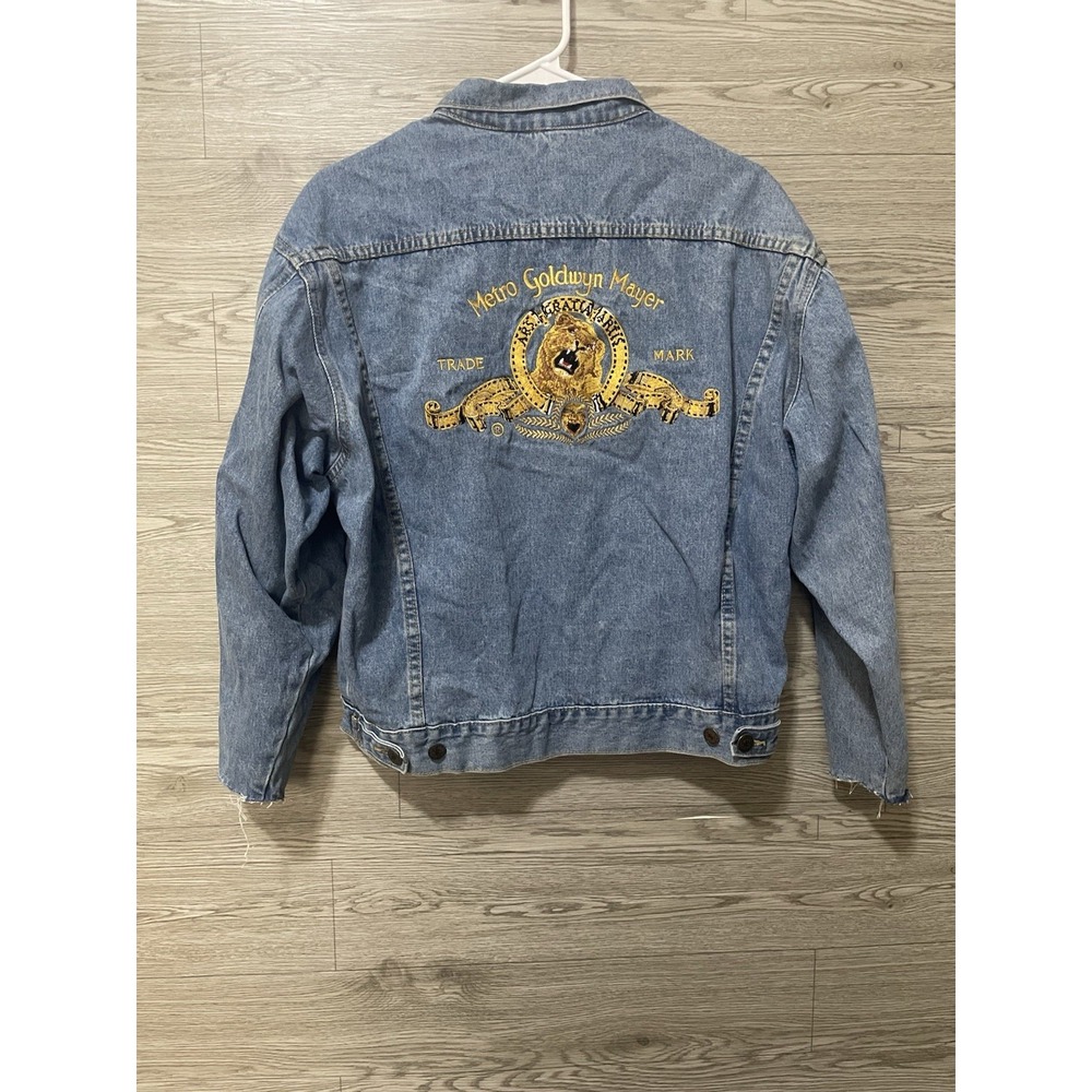 Vintage MGM Metro Goldwyn Mayer Lion Logo Denim Jacket Adult Medium Rare